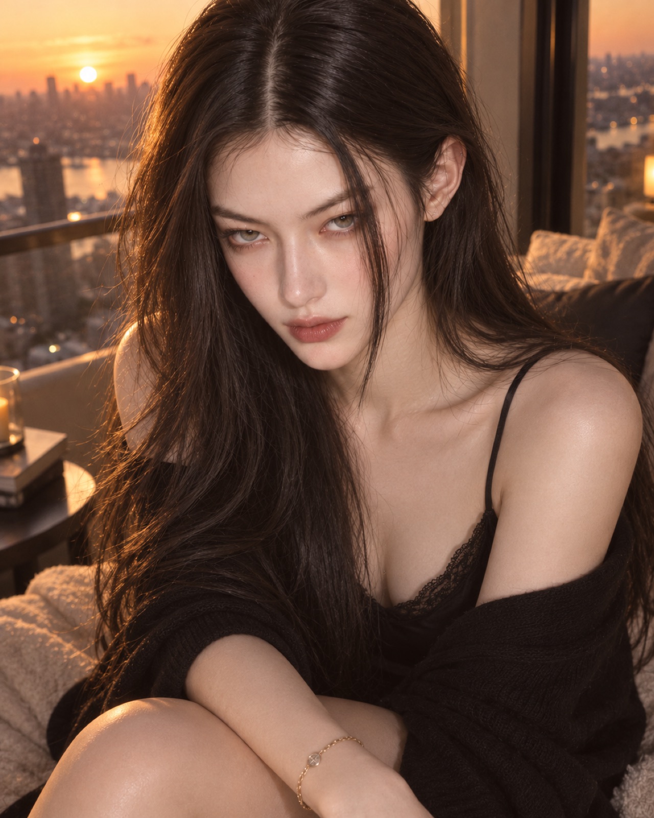 窗前夕阳